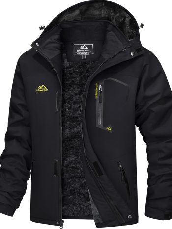 Men's Winter Coats Water Resistant Ski Snow Jacket Warm Fleece Jacket Parka Raincoats With Multi-Pockets