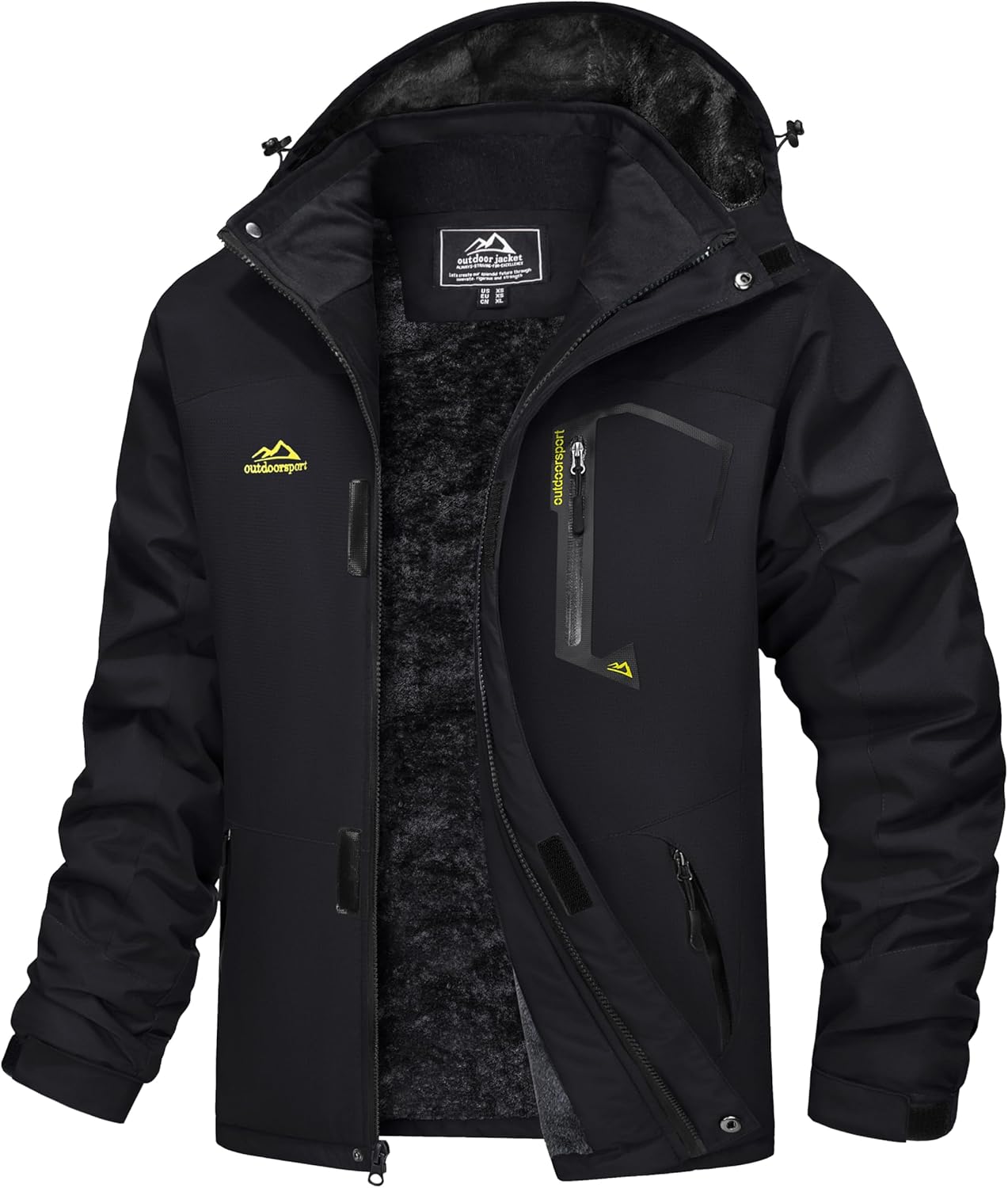 Men’s Winter Coats Water Resistant Ski Snow Jacket Warm Fleece Jacket Parka Raincoats With Multi-Pockets