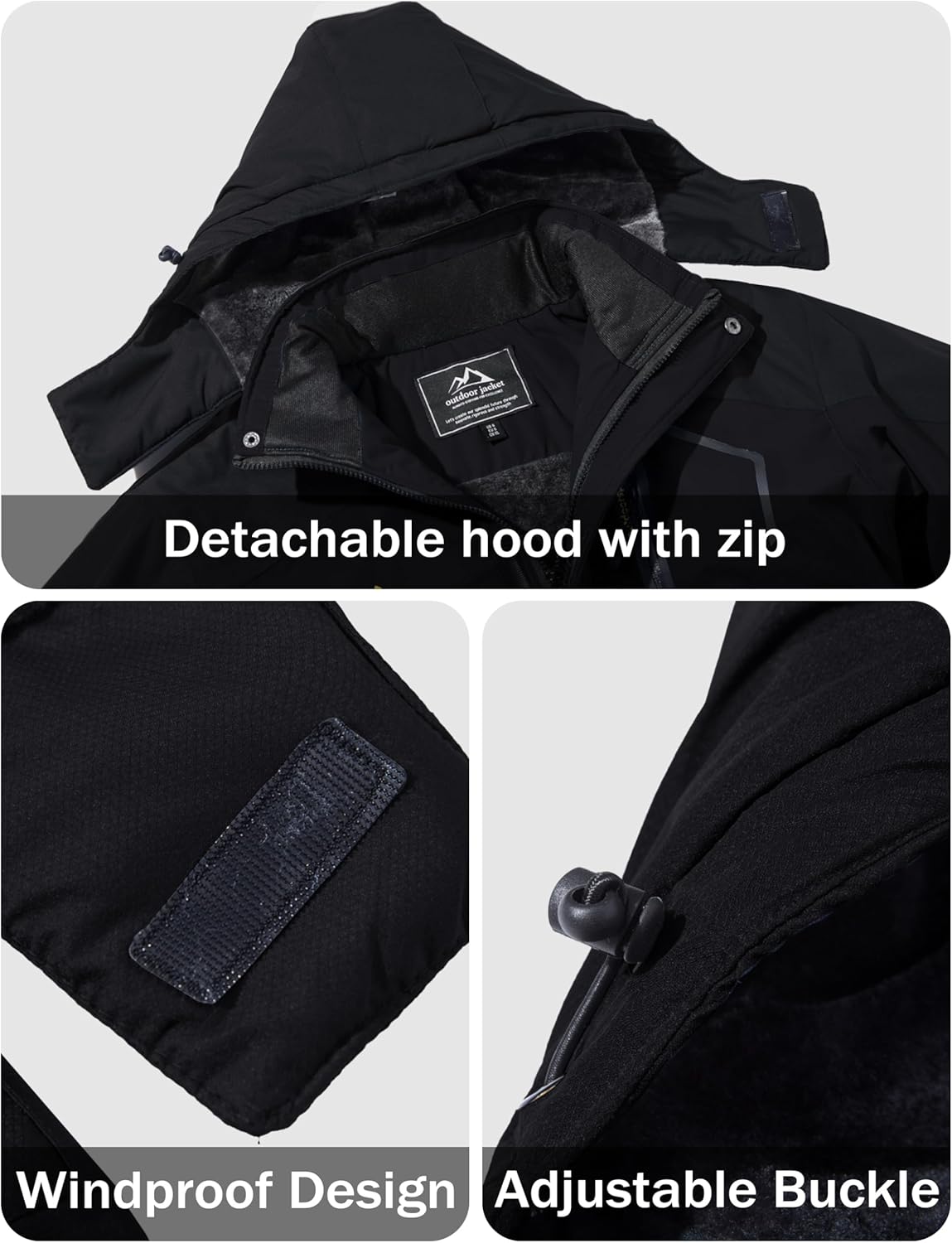 Men's Winter Coats Water Resistant Ski Snow Jacket Warm Fleece Jacket Parka Raincoats With Multi-Pockets - Image 4